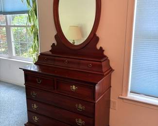 Dresser with mirror, 40”w x 19”d x 35”h plus top piece