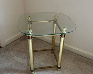 Glass top table 18 1/2” sq x 19 1/2”h