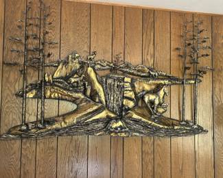 Brutalist-Style Torch-Cut Metal Wall Sculpture