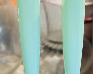 Jade Opaline Vases/Candlestick Holders