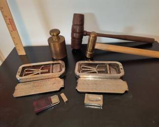 Razor strips and blades/ brass hammer