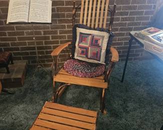 Amish Bentwood Rocker and Stool