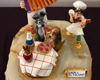 Lady and the Tramp - This is the highly collectible "Bella Notte Spaghetti Scene" sculpture created by renowned artist Ron Lee in 1994