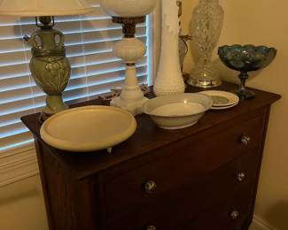 Milk Glass Lamp, Stretch Vase