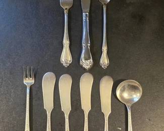 Various Flatware Some Rogers Oneida Toddletime Arbor Rose , some National Silver Rose  Leaf 