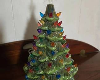 LightUp Ceramic Christmas Tree with Multicolor Bulbs