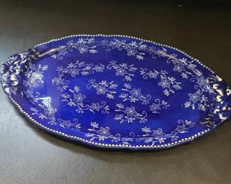 Temptations Blue Floral Oval Serving Platter
