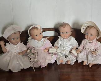 Collection of 4 Vintage Baby Dolls in Formal Outfits