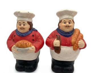 Vintage Ceramic "Fat Chef" Salt and Pepper Shaker Set