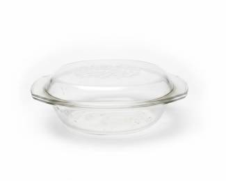 Princess House Fantasia Clear Glass Floral Embossed Oval Casserole Dish with Lid