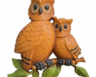 Vintage 1970s Homco Owl Family Wall Plaque Pair