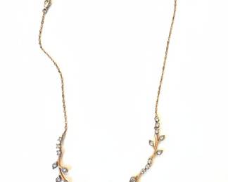 Silver-Tone Rhinestone Vine Leaf Necklace