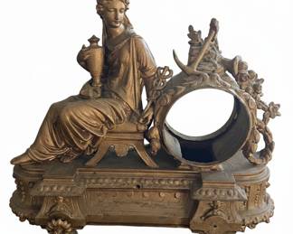 Antique French Figural Spelter Mantel Clock Case - Allegory of Commerce