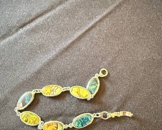 Vintage Abalone Shell Oval Link Bracelet