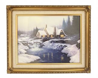 Thomas Kinkade "Deer Creek Cottage" Illuminated Wall Art
