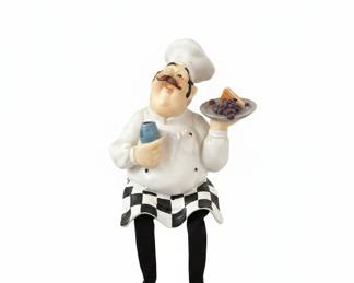 Fat Chef Shelf Sitter Figurine with Cake and Grapes