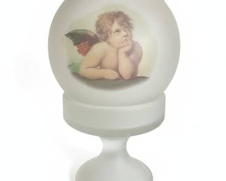 Vintage Frosted Glass Cherub Candle Holder