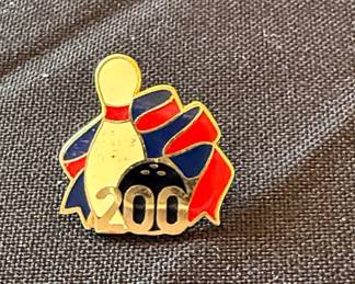 Vintage Bowling 200 Game Achievement Lapel Pin with Ribbon