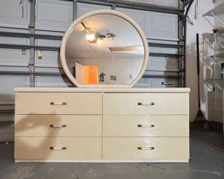 Italian Postmodern Lacquer Dresser and Mirror Set