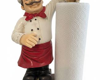 Resin Chef Figurine Paper Towel Holder with Chalkboard