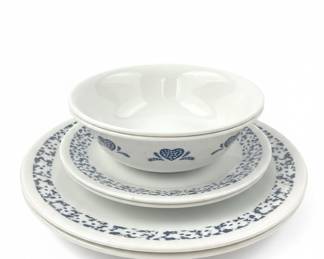 Corelle Blue Sponge Hearts Dinnerware