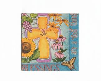Decorative Ceramic Tile with Cork Backing - "Blessings are a good thing"