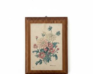 Vintage Anne-Marie Trechslin Floral Lithograph Wall Hangings (Set of 2)