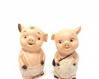Vintage Bisque Pig Salt and Pepper Shakers