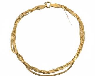14K Italian Multi-Strand Herringbone Chain Necklace