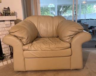 Cream Leather Armchair