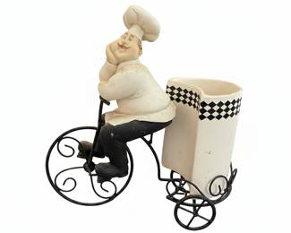 Ceramic Chef on Tricycle Planter/Utensil Holder