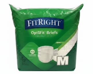 Medline FitRight OptiFit Extra Incontinence Briefs (Size Medium, 20 Count)