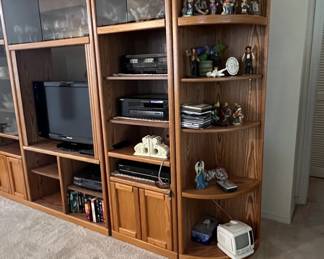 Vintage Oak Piece Entertainment Center Wall Unit second image