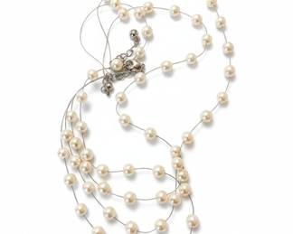 Multi-Strand Faux Pearl Illusion Necklace