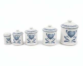 Jay Import Co. 'Blue Hearts' Stoneware Canister Set