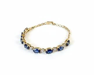 10k Gold Sapphire Link Bracelet