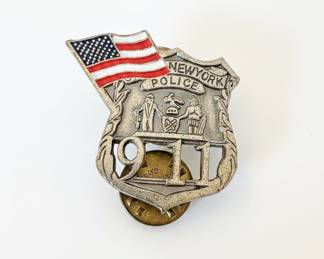 NYPD 9/11 Memorial Lapel Pin with American Flag