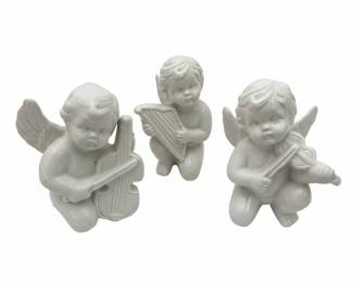 Vintage Ceramic Musical Cherub Figurines (Set of 3)