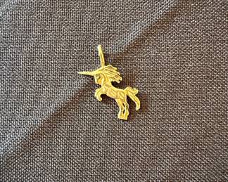 Golden Unicorn Pendant with Diamond Cuts