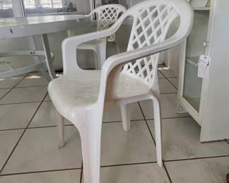 White Metal Frame Patio Dining Set with Glass Top second image