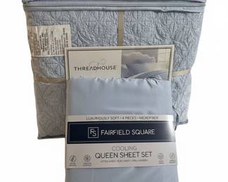 Threadhouse Quilt Set and Fairfield Square Cooling Sheet Set (Queen)