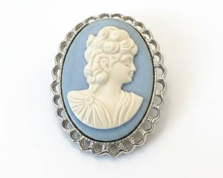 Vintage Blue and White Cameo Brooch