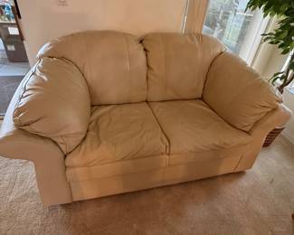 Tan Leather Loveseat
