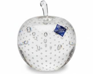 Edinburgh Crystal Bubble Glass Apple Paperweight