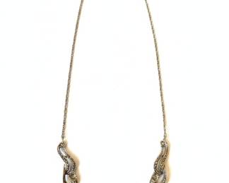 Vintage Art Deco Marcasite Scroll & Leaves Design Necklace