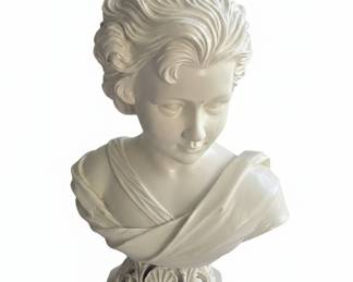 Vintage Chalkware Cupid Bust with Quiver, after Agathon Léonard
