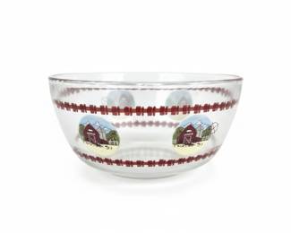 KIG Malaysia Barnyard Scene Glass Bowl