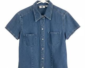 Vintage Gap Women's Short-Sleeve Denim Button-Down Shirt