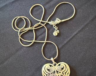 Brighton Silver-Plated Filigree Heart Pendant Necklace