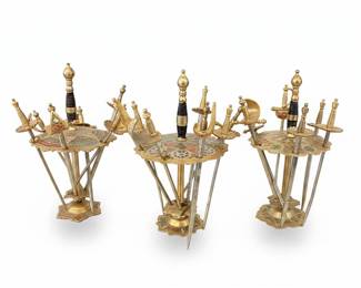 Vintage Toledo Spain Damascene Cocktail Sword Sets